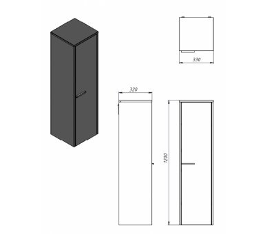 Пенал BOTTICELLI VELLUTO VltP-120 белый 1200x330x345