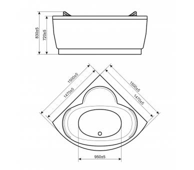 Ванна акриловая WGT® Rialto Maggiore 150x150 угловая