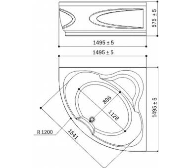 Ванна акриловая WGT® Rialto Grada 150x150 угловая