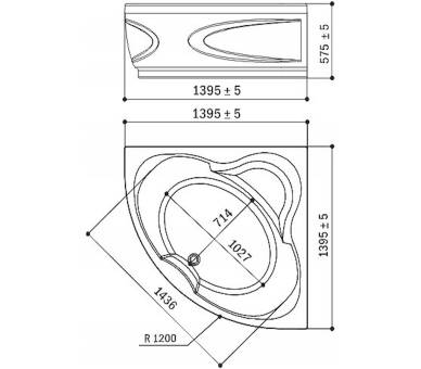 Ванна акриловая WGT® Rialto Grada 150x150 угловая