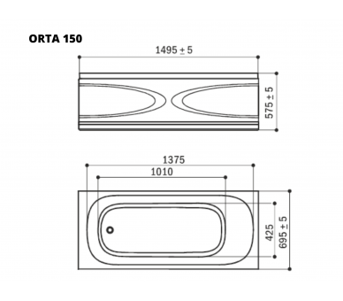 Ванна акриловая WGT® Rialto Orta 180x80 прямоугольная