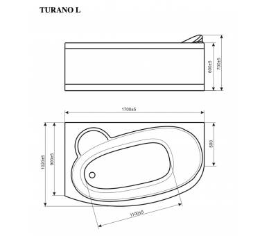 Ванна акриловая WGT® Rialto Turano 170x90 правая угловая