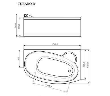 Ванна акриловая WGT® Rialto Turano 170x90 правая угловая