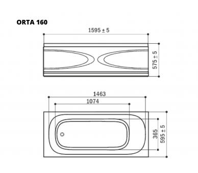 Акрилова ванна WGT® Rialto Orta прямокутної форми 180х80