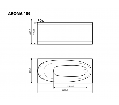 Акрилова ванна WGT® Rialto Arona прямокутної форми 180х90