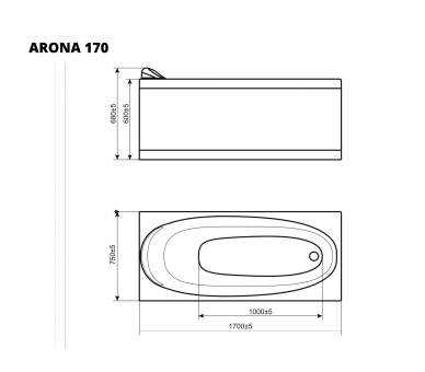 Акрилова ванна WGT® Rialto Arona прямокутної форми 180х90