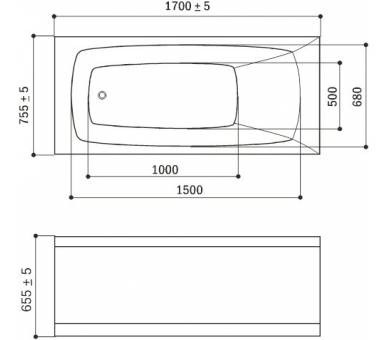 Акрилова ванна WGT® Rialto Lido 170х75 прямокутна