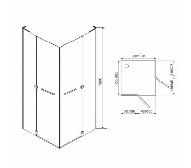 Душевая кабина квадратная RUBIK EGER 100x100 см.
