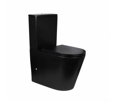 Черный унитаз-компакт Qtap Scorpio безободковый с сиденьем Soft-close