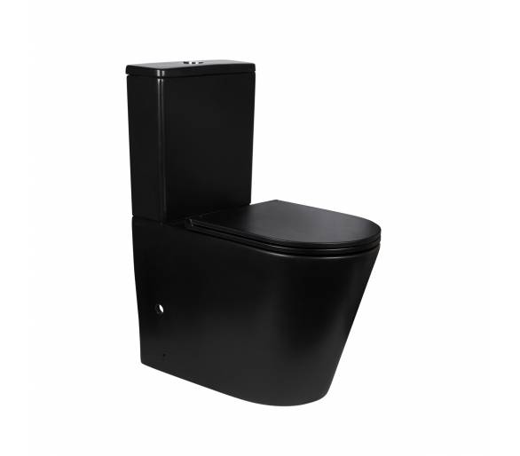 Черный унитаз-компакт Qtap Scorpio безободковый с сиденьем Soft-close