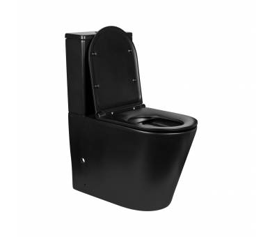 Черный унитаз-компакт Qtap Scorpio безободковый с сиденьем Soft-close