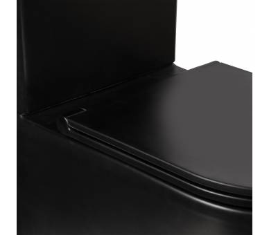 Черный унитаз-компакт Qtap Scorpio безободковый с сиденьем Soft-close