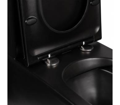Черный унитаз-компакт Qtap Scorpio безободковый с сиденьем Soft-close