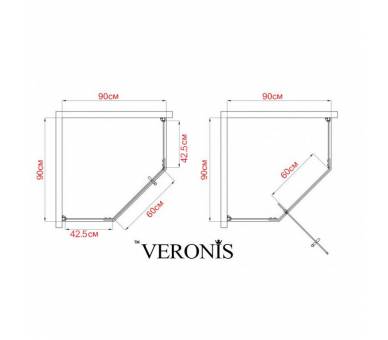 Душова кабіна Veronis KN-8-15 Black 90x90x205 з піддоном