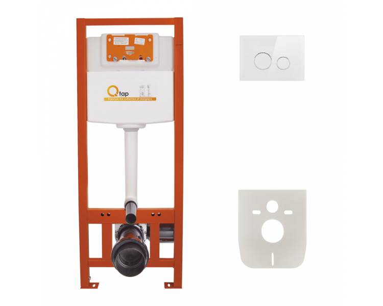 Набор инсталляция 4 в 1 Qtap Nest ST с круглой панелью смыва QT0133M425V1164GW