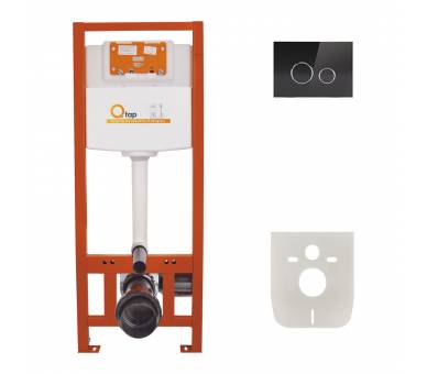 Набор инсталляция 4 в 1 Qtap Nest ST с круглой панелью смыва QT0133M425V1163GB