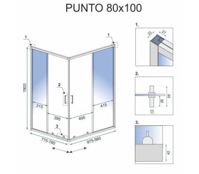 Душова кабіна REA хром PUNTO 80X100