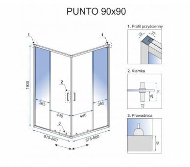Душова кабіна REA хром PUNTO 90X90