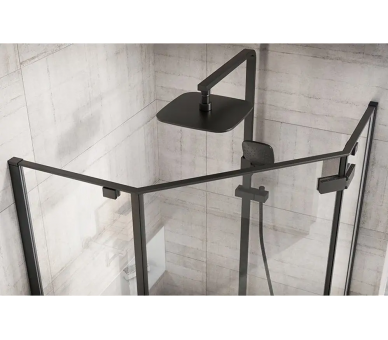 Душова кабіна REA DIAMOND BLACK MAT 90X90 чорного кольору