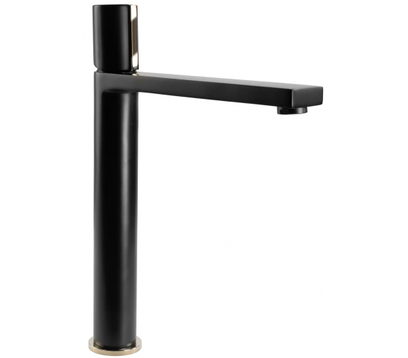 Смеситель для раковины (умывальника) REA ICON BLACK L.GOLD черный высокий