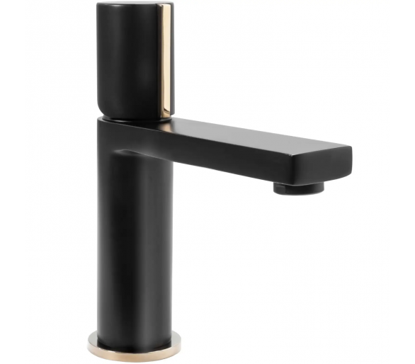 Смеситель для раковины (умывальника) REA ICON BLACK L.GOLD черный низкий
