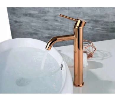 Кран для раковини REA LUNGO ROSE GOLD піднявся золотом високо