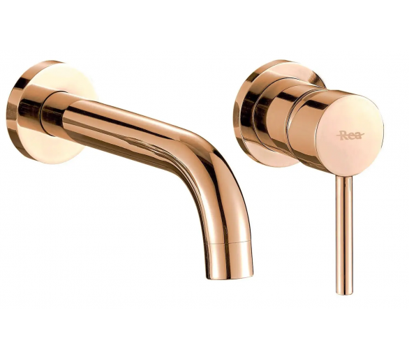 Смеситель для раковины (умывальника) REA LUNGO ROSE GOLD розовое золото настенный скрытого монтажа