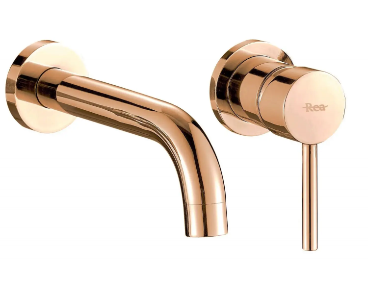 Кран для раковини (умивальник) REA LUNGO ROSE GOLD рожеве золото настінне кріплення
