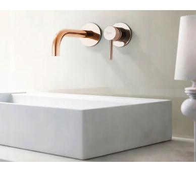 Смеситель для раковины (умывальника) REA LUNGO ROSE GOLD розовое золото настенный скрытого монтажа