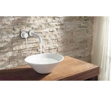 Кран для мийки (умивальник) REA LUNGO WHITE MAT + BOX кріплення на білому настінному змиві