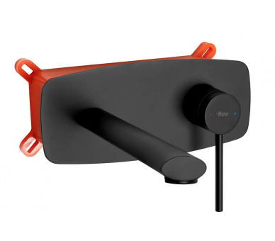 Смеситель для раковины (умывальника) REA OVAL BLACK + BOX черный скрытого монтажа