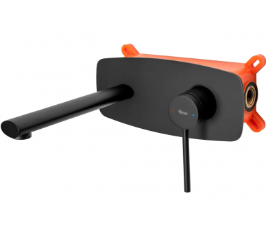 Смеситель для раковины (умывальника) REA OVAL BLACK + BOX черный скрытого монтажа
