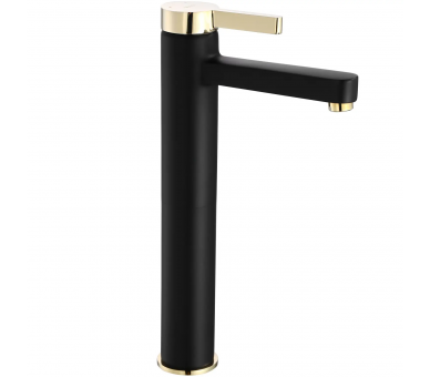 Кран для раковини (умивальник) REA POLO BLACK GOLD чорний/золотий високий