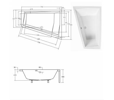 Акрилова ванна BESCO INTIMA SLIM 180х125 см.