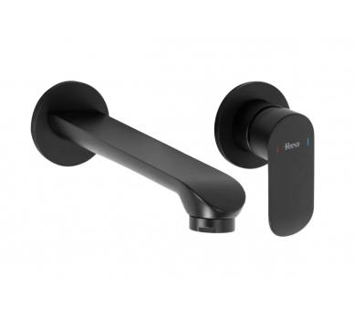 Смеситель для раковины (умывальника) REA HYPER BLACK + BOX черный настенный скрытого монтажа