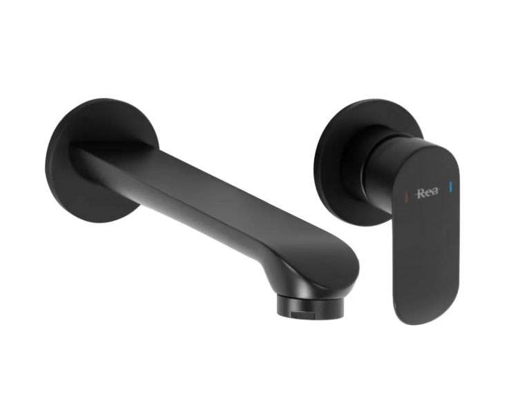 Змішувач для мийки (умивальник) REA HYPER BLACK + BOX чорний настінний настінний змонтований врівень