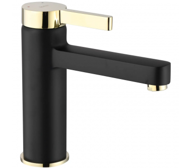 Смеситель для раковины (умывальника) REA POLO BLACK GOLD черный золото низкий