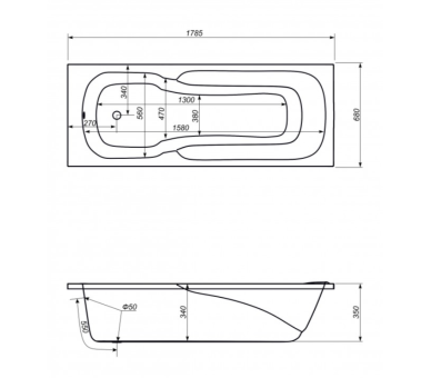Акриловая ванна Swan Corona 180х70 см