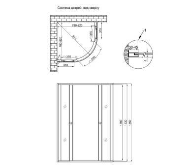Душевая кабина Lidz Wieza SC80x80 без поддона 185 мм