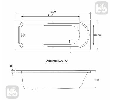 Ванна ALTEA NEO 170х70см без ножек, акрил 5мм