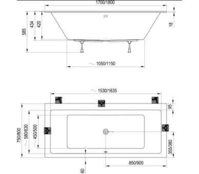 Акриловая прямоугольная ванна Ravak FORMY SLIM 01 170x75