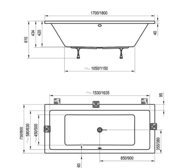 Акриловая прямоугольная ванна Ravak FORMY SLIM 01 170x75