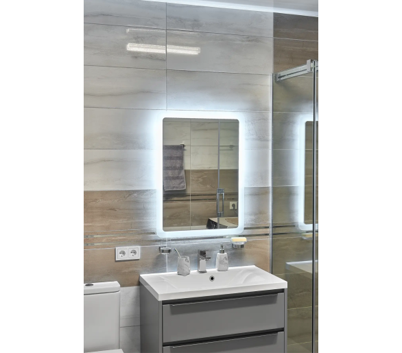 Зеркало с LED подсветкой в ванную комнату прямоугольное MR-3 Global Glass