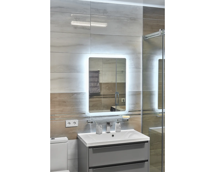 Зеркало с LED подсветкой в ванную комнату прямоугольное MR-3 Global Glass