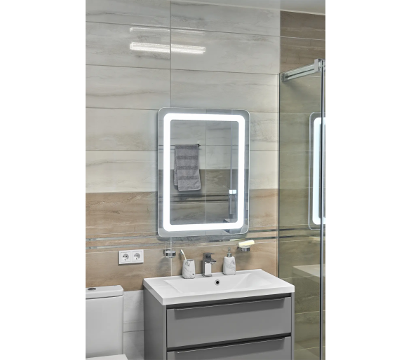 Зеркало с LED подсветкой в ванную комнату прямоугольное MR-4 Global Glass