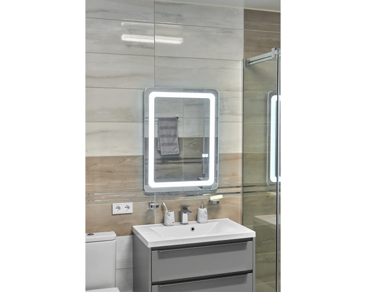 Дзеркало з LED підсвіткой в ванну кімнату прямокутне MR-4 Global Glass
