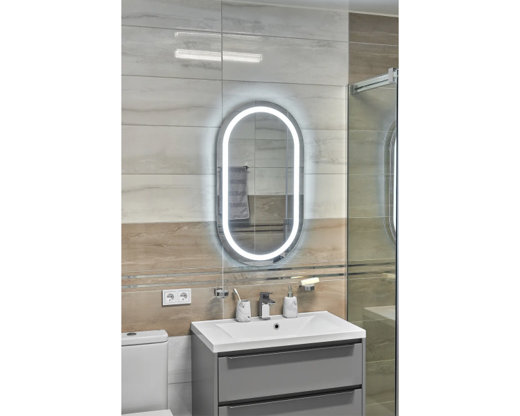 Дзеркало з LED підсвіткой в ванну кімнату прямокутне MR-6 Global Glass