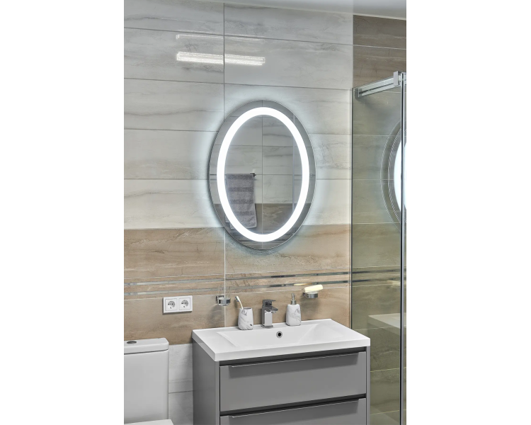 Зеркало с LED подсветкой в ванную комнату прямоугольное MR-12 Global Glass