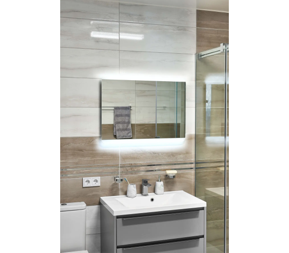 Зеркало с LED подсветкой в ванную комнату прямоугольное MR-13 Global Glass