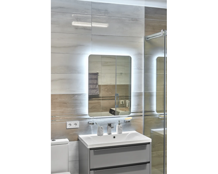Зеркало с LED подсветкой в ванную комнату прямоугольное MR-14 Global Glass